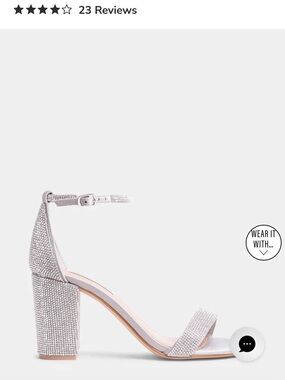 Steve Madden Silver Rhinestone Block Heel Sandals with Ankle Strap